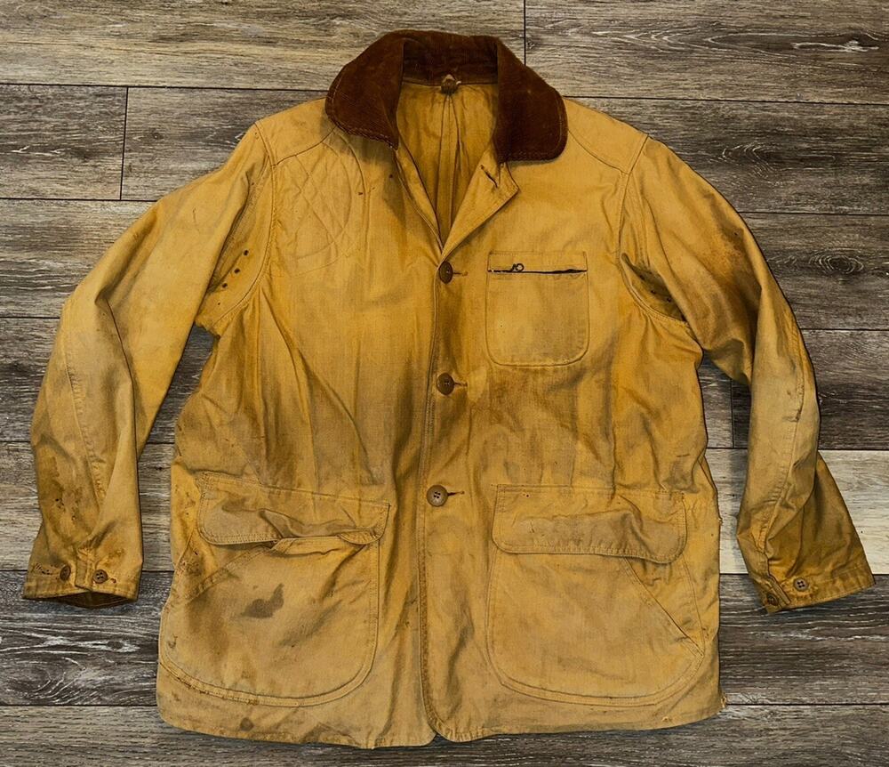 Vtg JC Higgins Sears & Roebuck Hunting Canvas Barn Jacket Field Coat Mens Medium